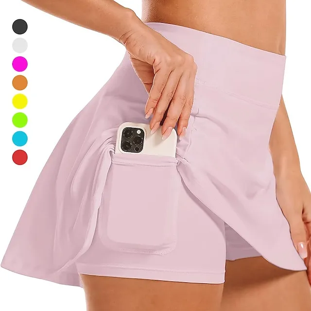 2026🔥  Women's Tennis Skirts Golf Skirts Breathable Quick Dry With Pockets Tennis Clothing Golf Apparel 2 in 1 Golf Tee Pocket Printed Summer Tennis Golf Badminton