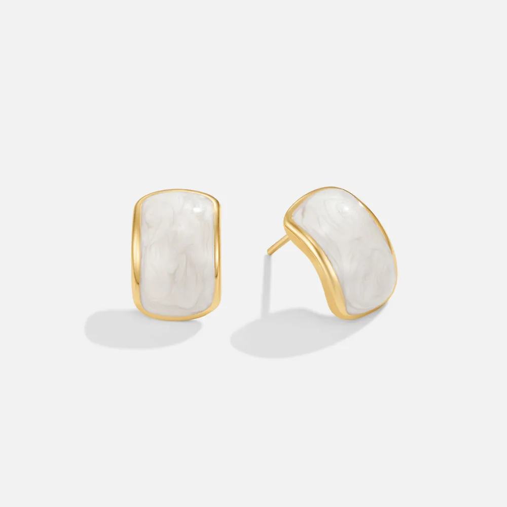Mother of Pearl Semi Hoop Earrings
