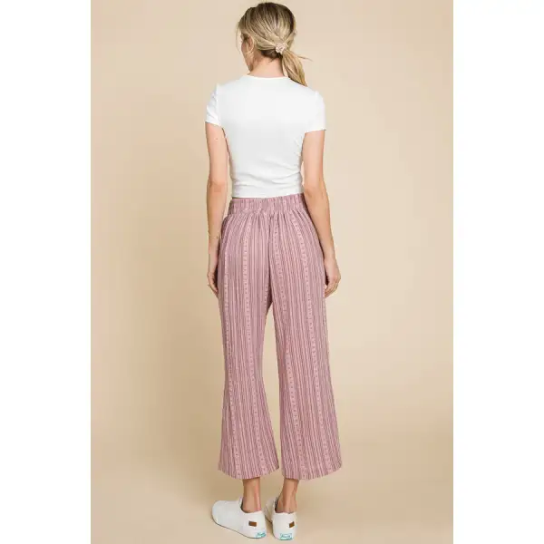 Striped Elastic Waist Wide Leg Pants