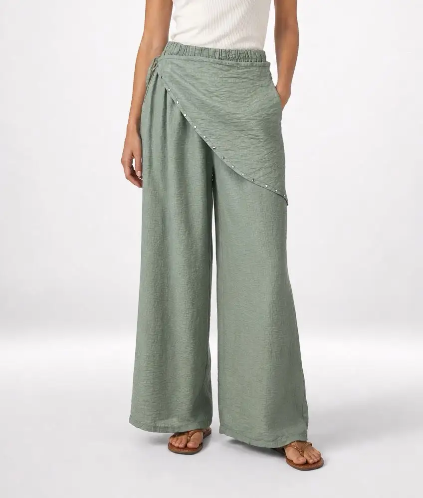 Bandana Wrap Wide Leg Trousers