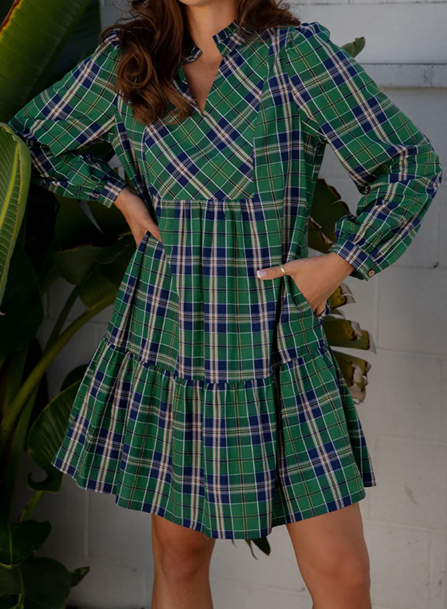 Frilly Collar Long Sleeve Shift Mini Dress
