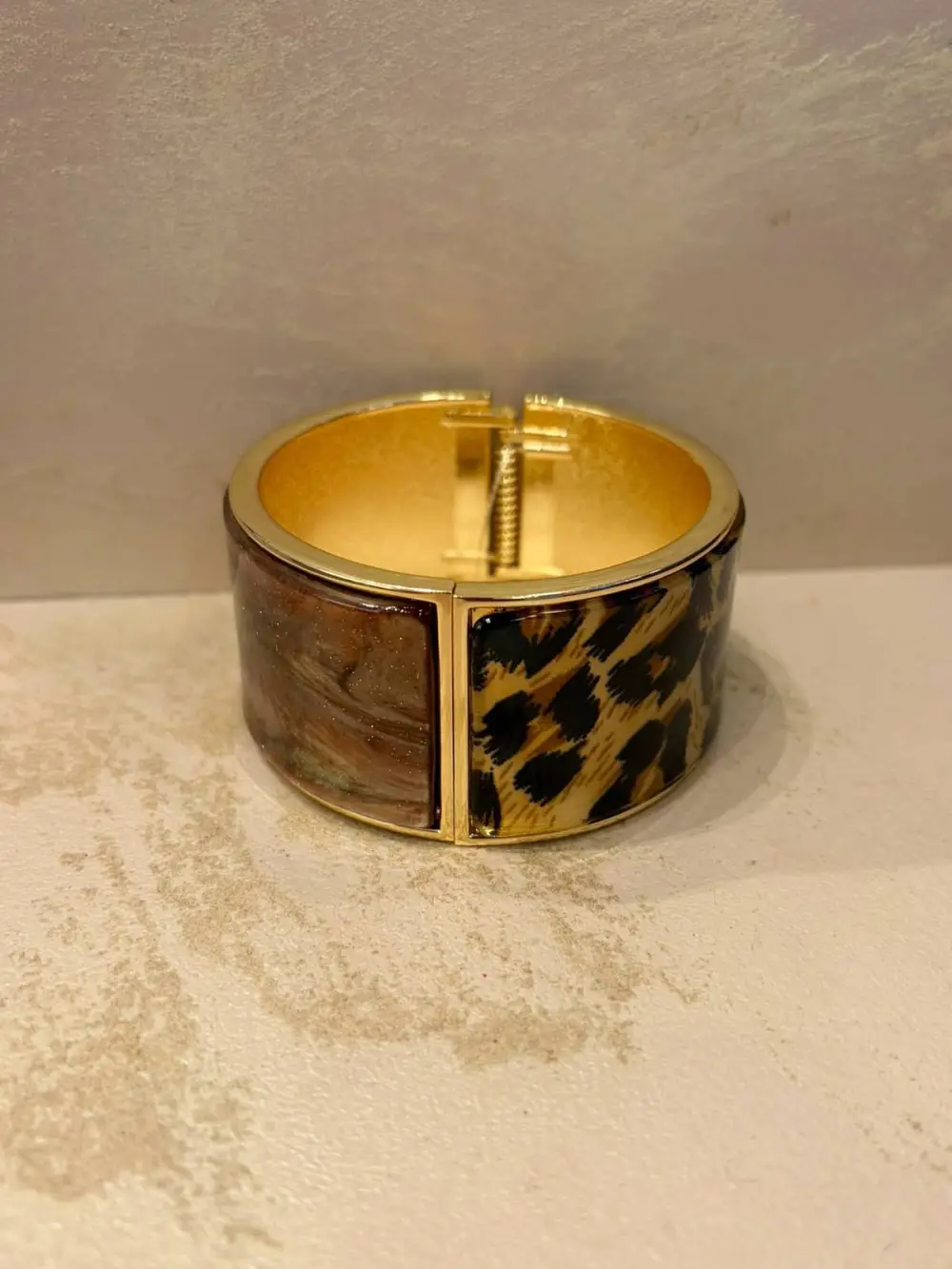Leopard Print Metal Cuff Bracelet