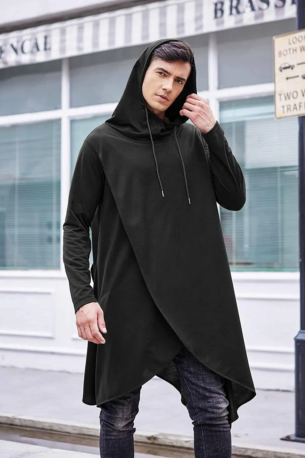 Casual Asymmetrie Hem Pullover Hooded Poncho Sweatshirt Hoodie