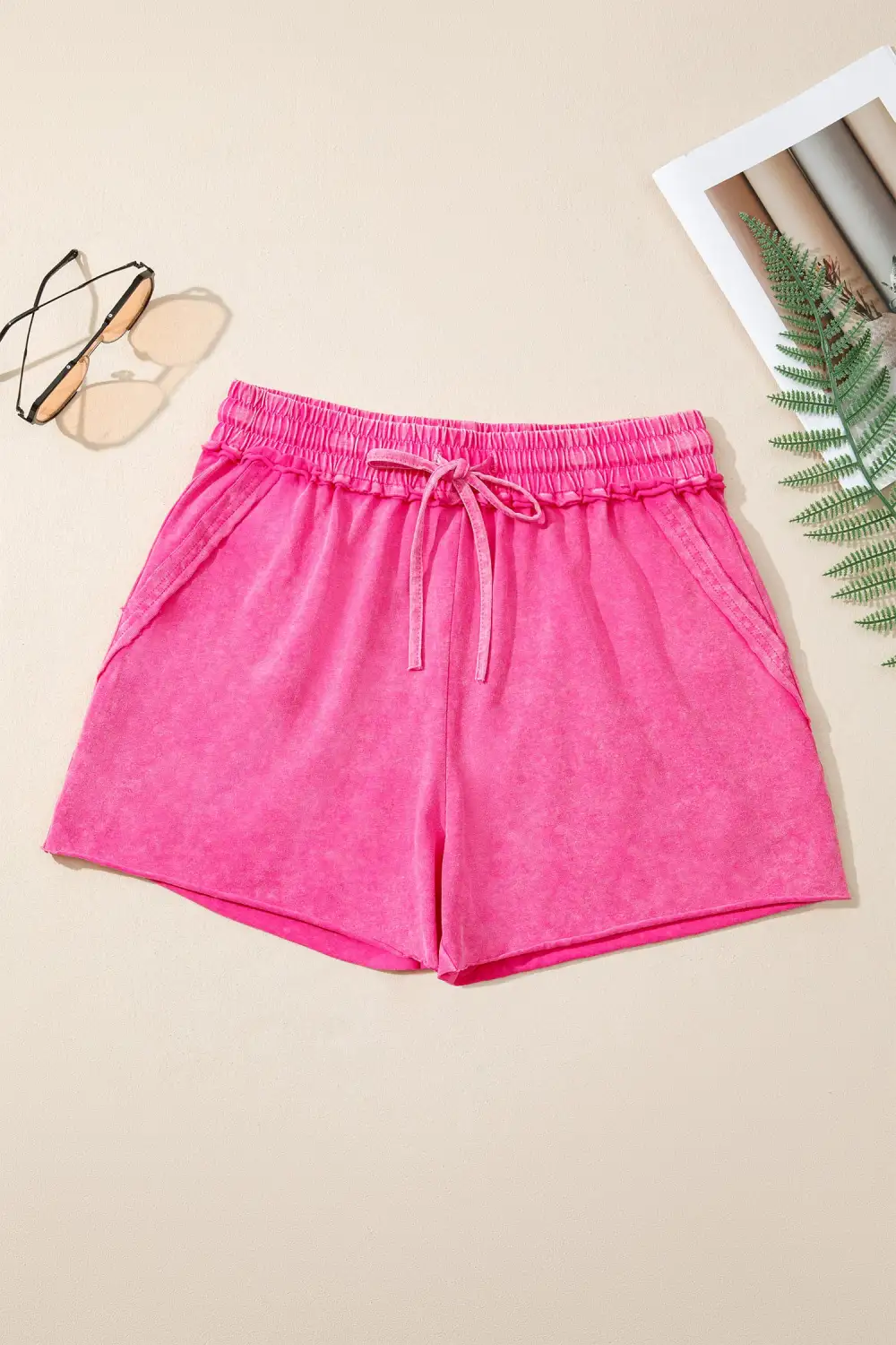 Rose Red Mineral Washed Drawstring Elastic