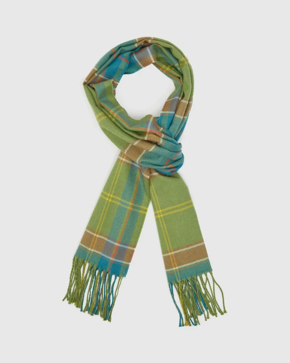 Green Plaid Tasseled Fashion Scarf