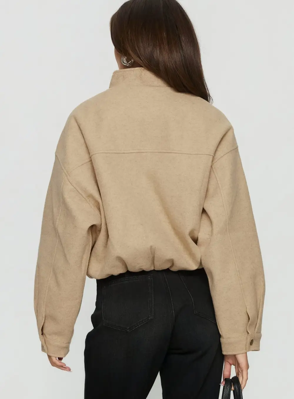 Women’s Wool Blend Oversized Bomber Jacket