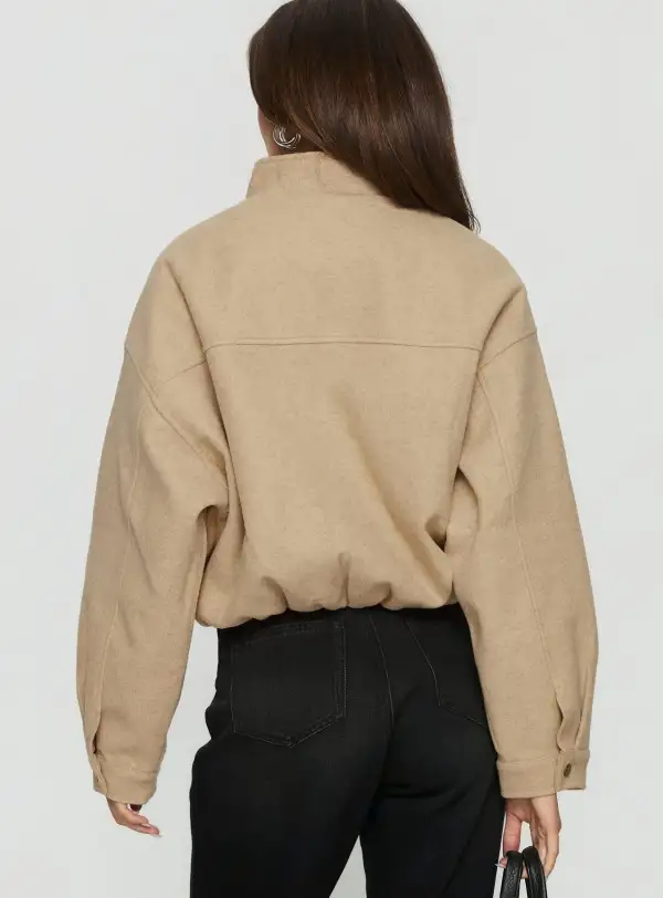 Women’s Wool Blend Oversized Bomber Jacket
