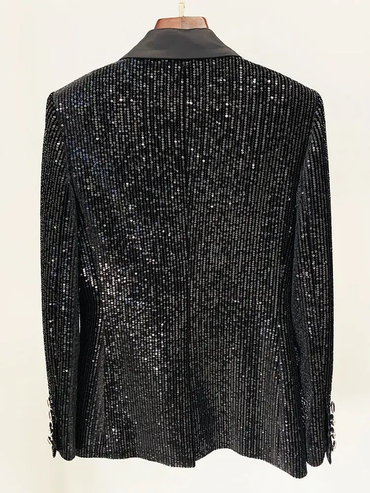 Modern Notched Collar Double Breasted Blazer
