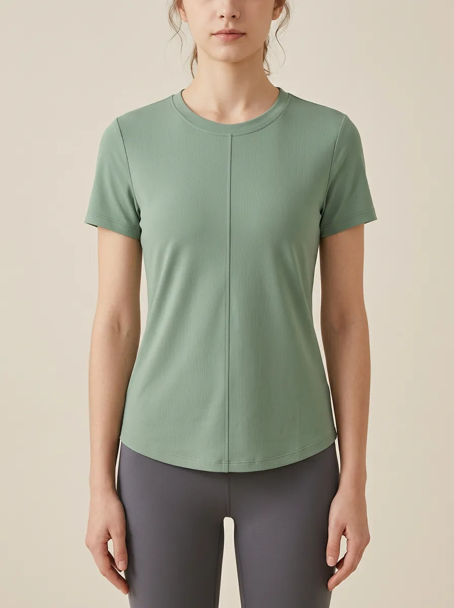 Women's Center-Seam Curved-Hem Crewneck T-Shirt