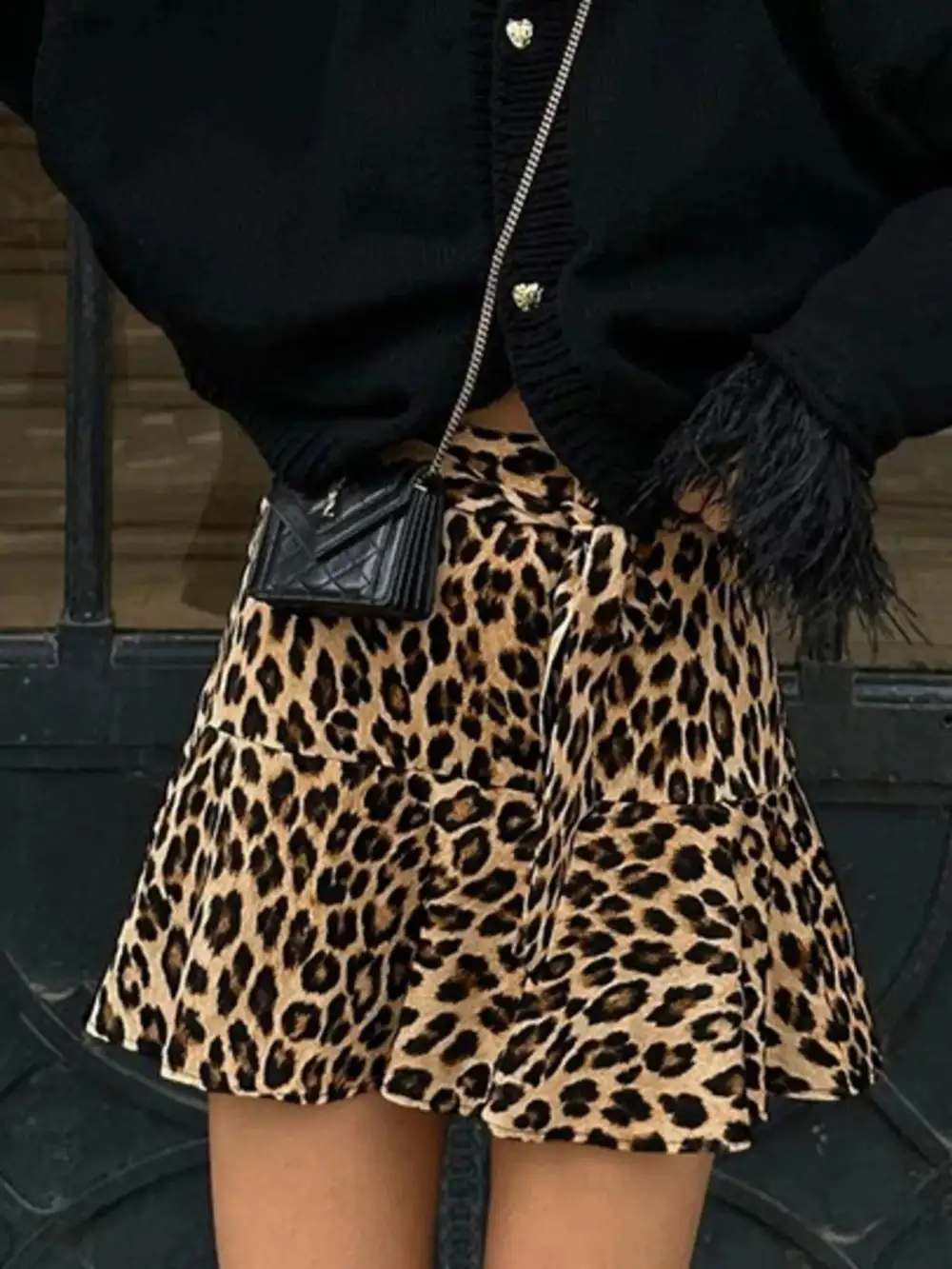 Natural Printed Leopard Skirt