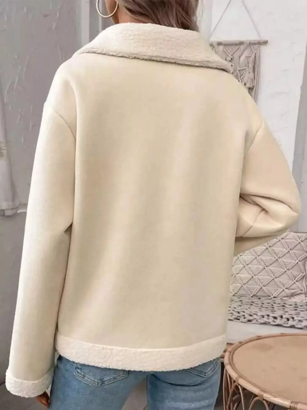 Plus Size Fleece Button-down Outerwear