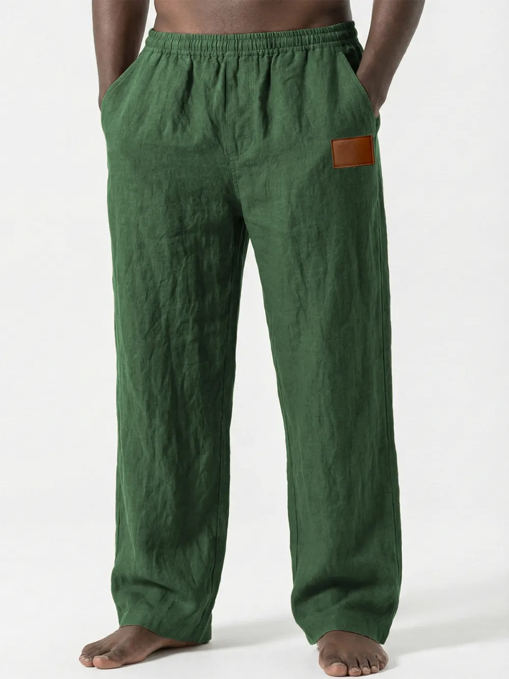 Linen Blend Seamed Detail Pants