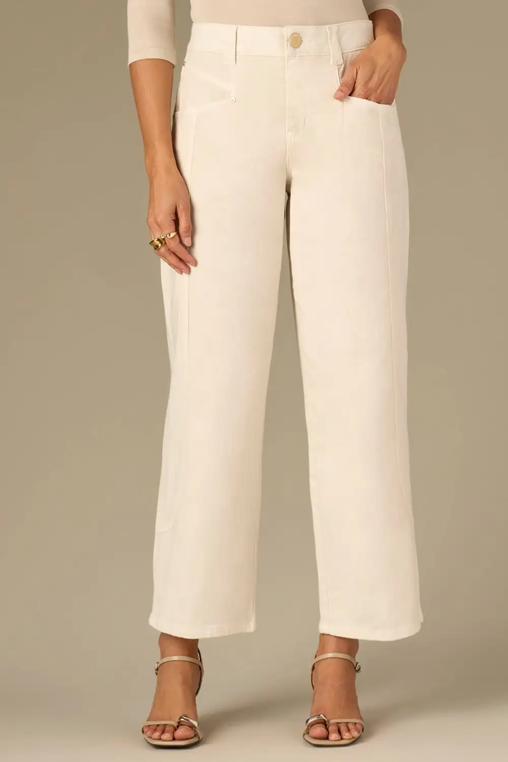 High Rise Front Panel V-pocket Jeans