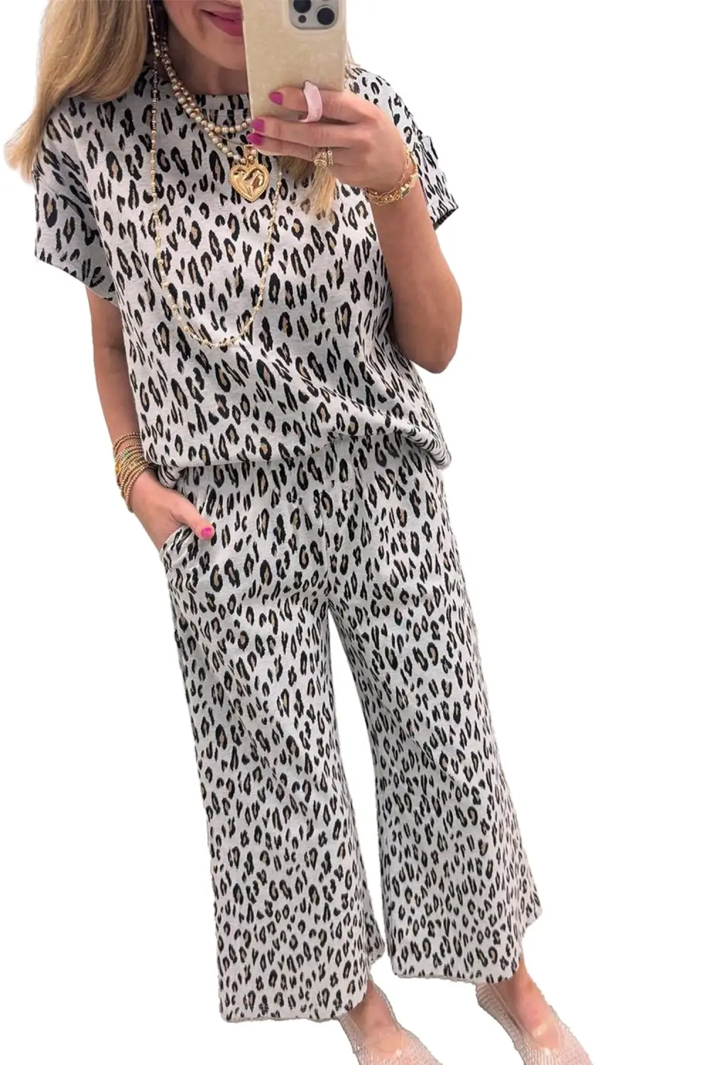Print Pants Soft Pants Lounge Set Look