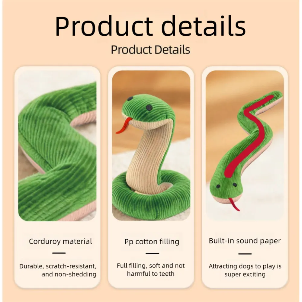 Squeaky Pet Toy Snake Dog Toy Wiggly Snake Chew Toy Teething & Boredom Relief for Small & Medium Dogs