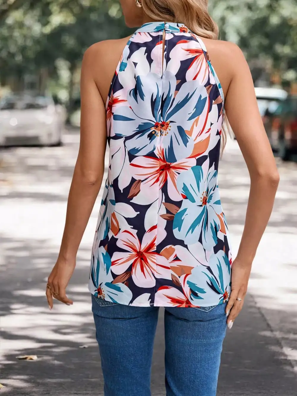 Refined Floral-Print Tank Top