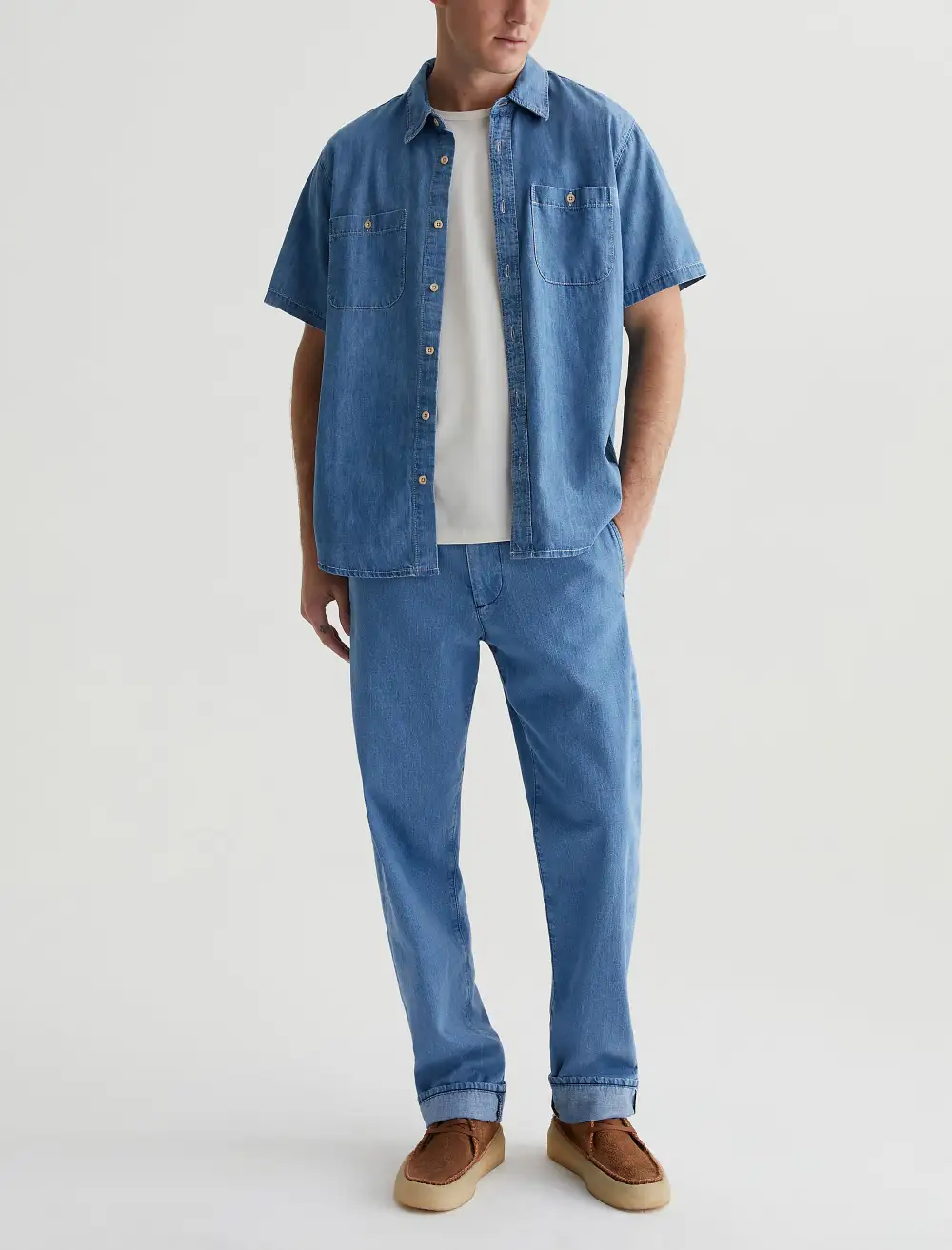 Men's Stretch Short-Sleeve Denim Shirt