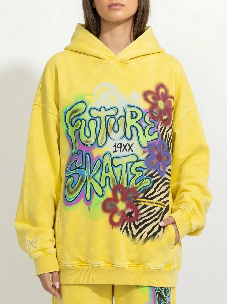 Unisex Modern Streetwear Graffiti Floral Hoodie