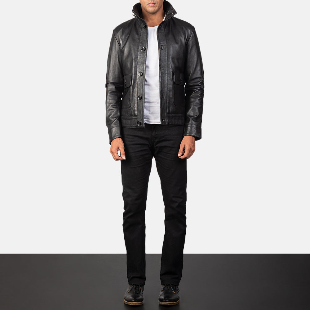 Men's Classic Outdoor Bomber Leather Jacket