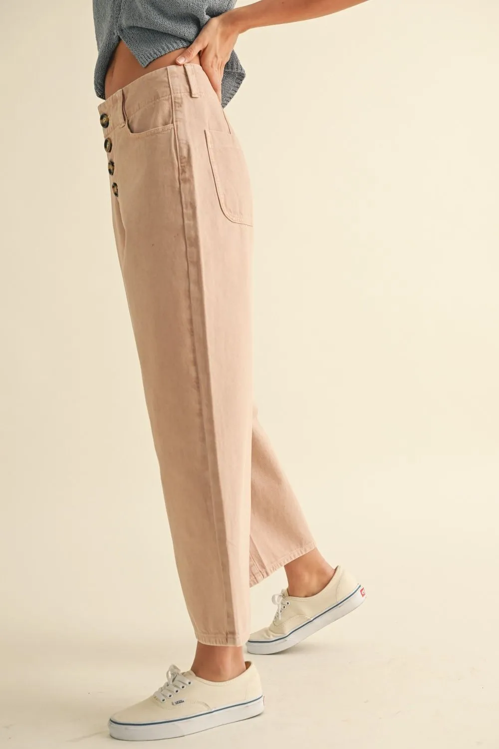 Button Front Cotton Pants