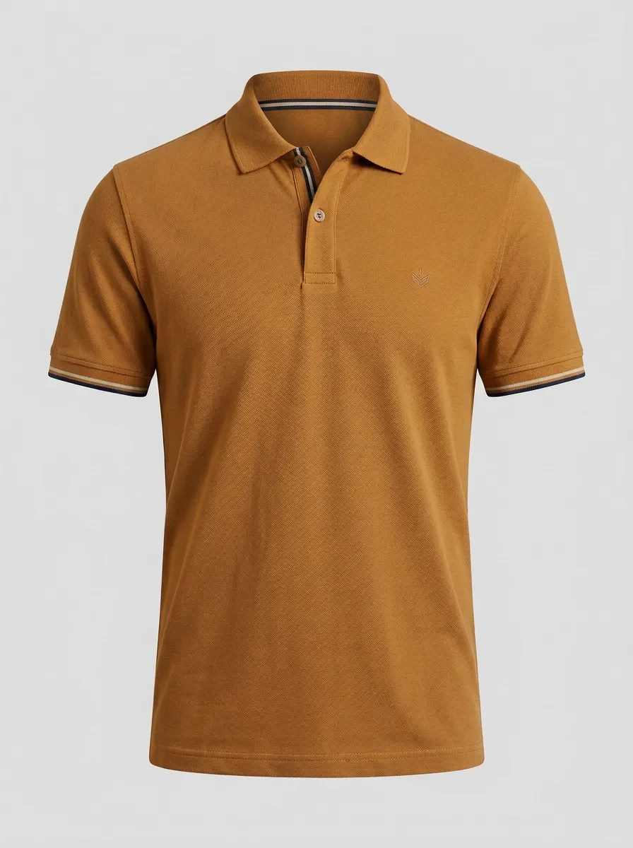 Refined Leaf-Detail Men's Polo Shirt