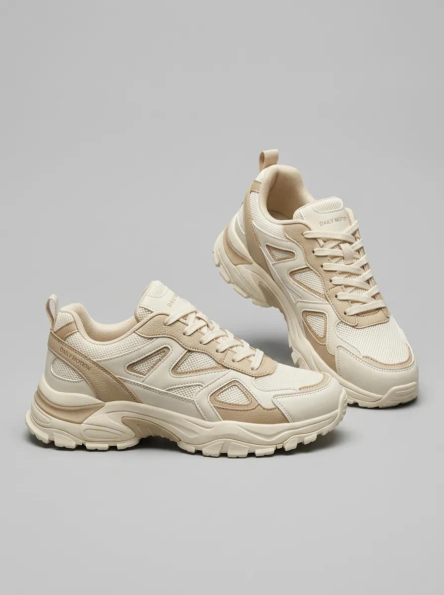 Chunky-Sole Mesh-Panel Casual Sneakers