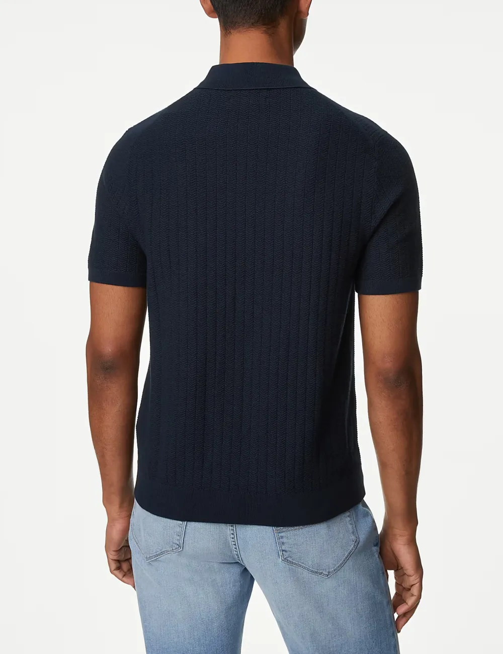Men's Pink Textured Knit Quarter Zip Polo
