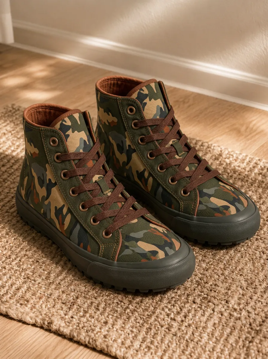 Men's Refined Military Patterned Canvas Shoes