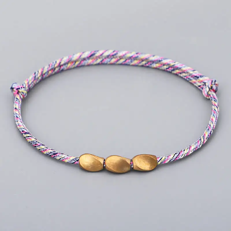 Multiple Colors String Copper Beads Bracelet