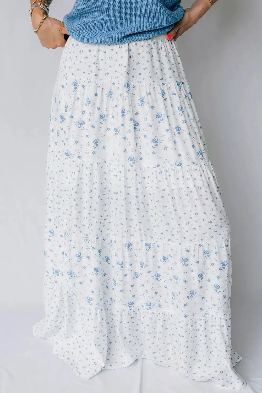 Flexible Draped Printed Skirt