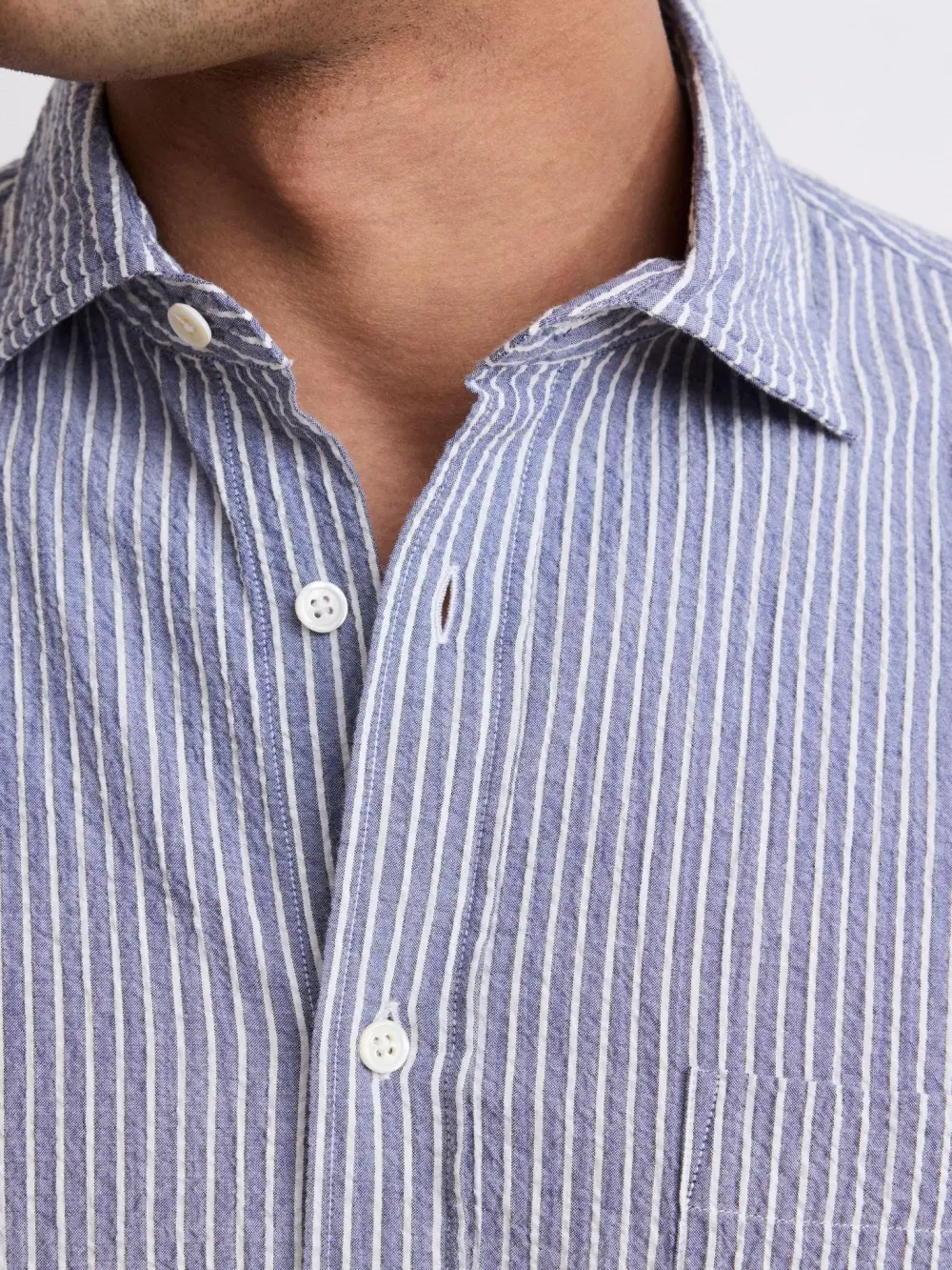 Casual soft and comfortable navy blue striped shirt