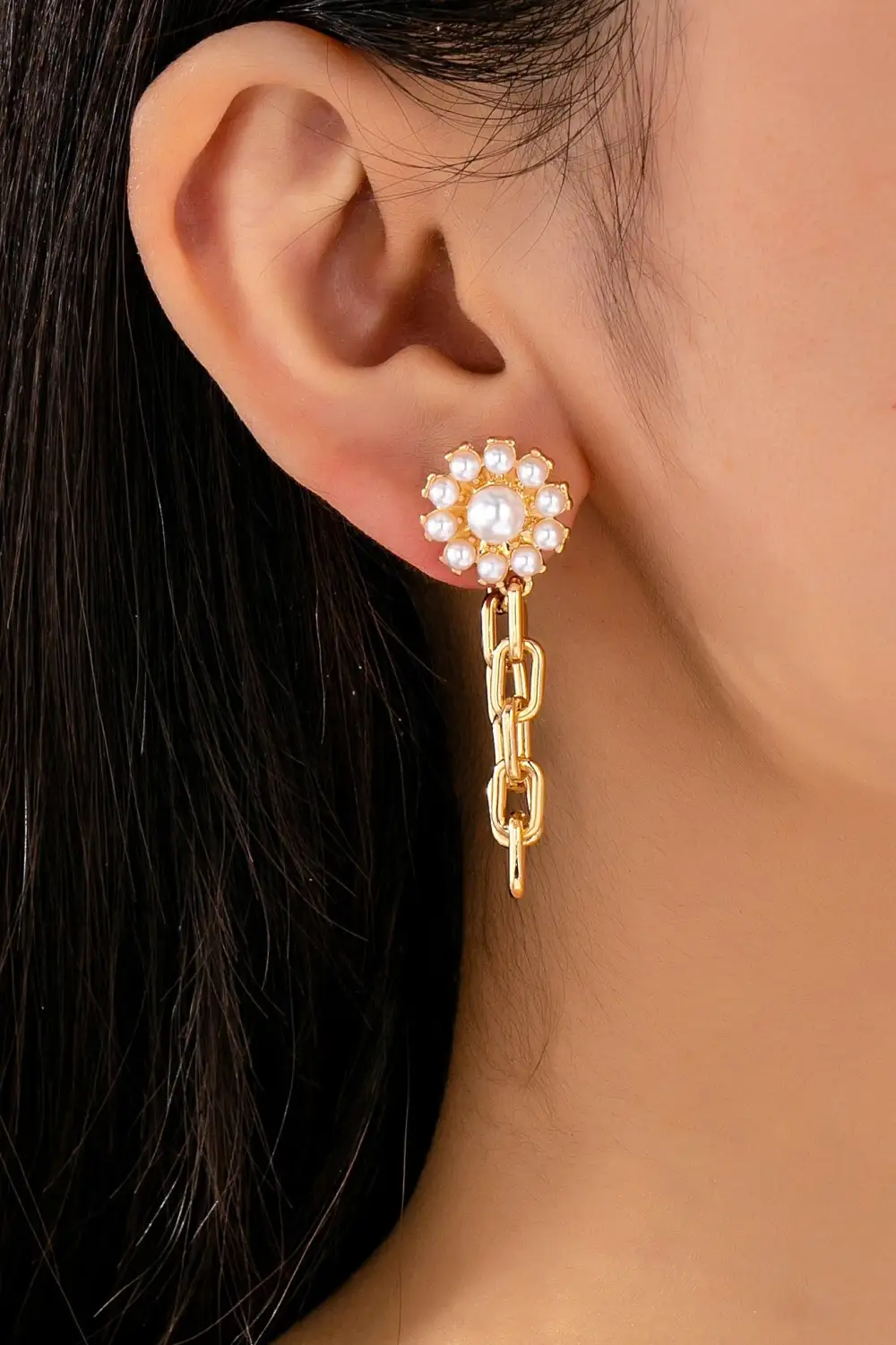 Pearl Daisy Hoop And Drop