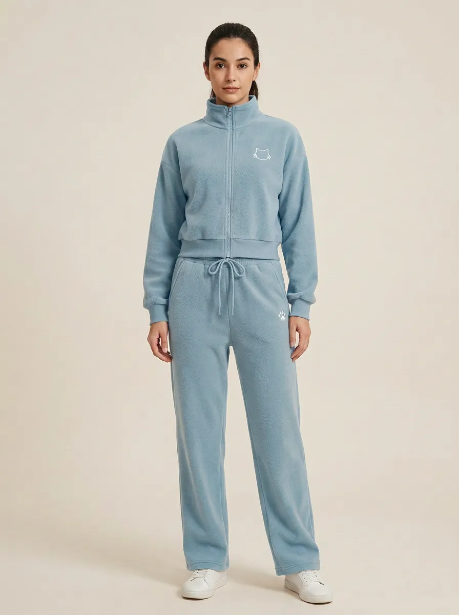 Women's Embroidered Fleece Tracksuit Set