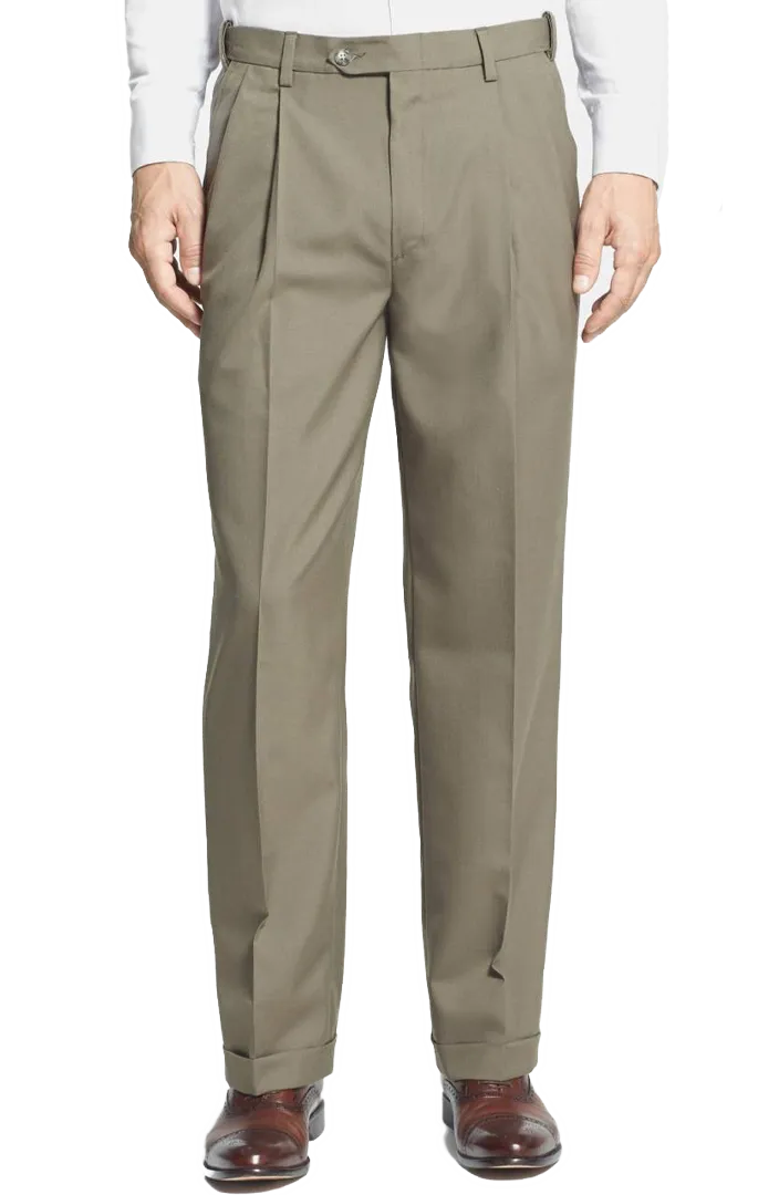 Modern Gabardine Tropical Weave Flannel Flat Front Pleated Front Trousers