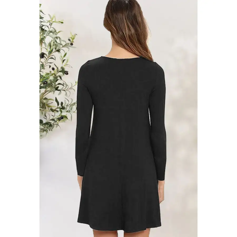 Easy Everyday Round Neck Long Sleeve Mini Dress
