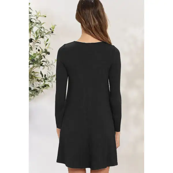 Easy Everyday Round Neck Long Sleeve Mini Dress