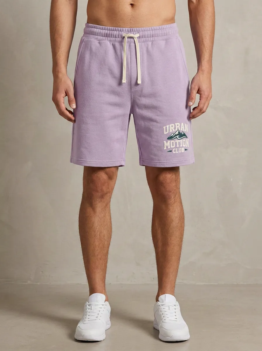 Men's Mountain Drawstring Elastic-Waist Printed Sweat Shorts