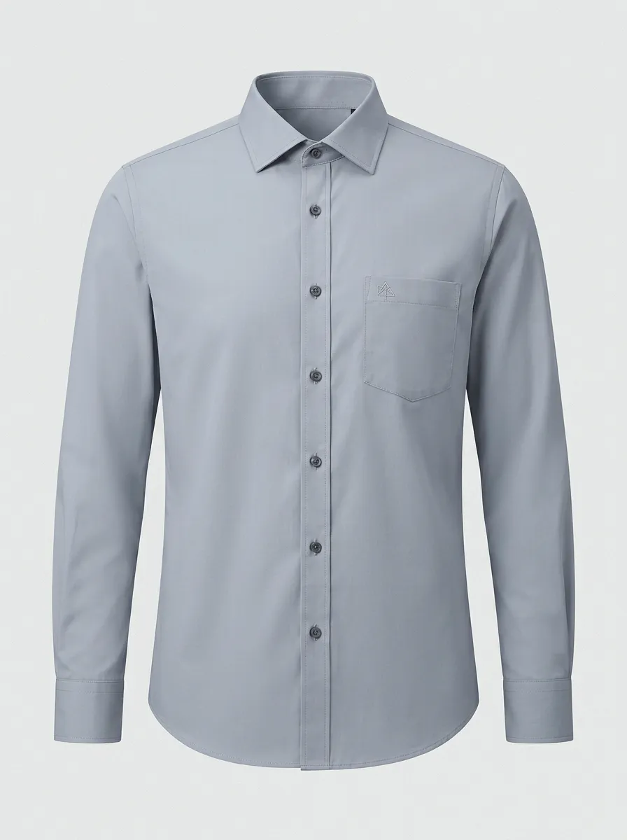 Men's Non-Iron Cotton Geometric Logo Embroidered Button-Down Shirt
