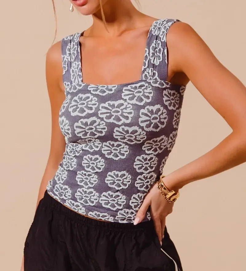 Two Tone Floral Seamless Tank Top