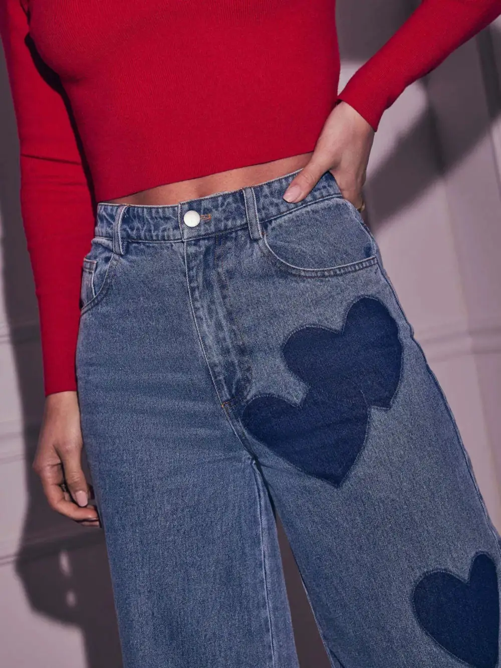 Women' Heart High Waist Wide Leg Jeans & Curvy Fits