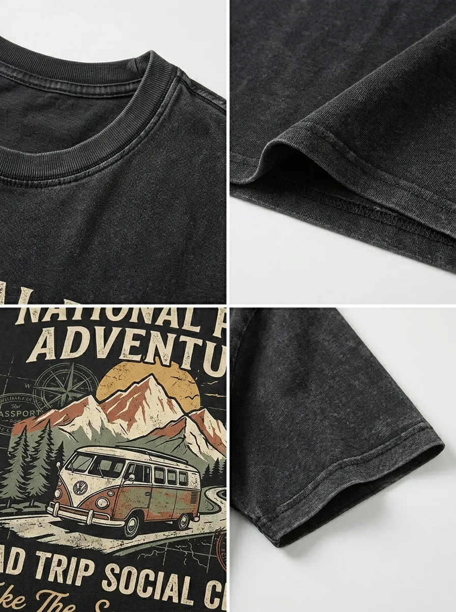 Unisex National Park Adventure Camper Van Printed T-shirt