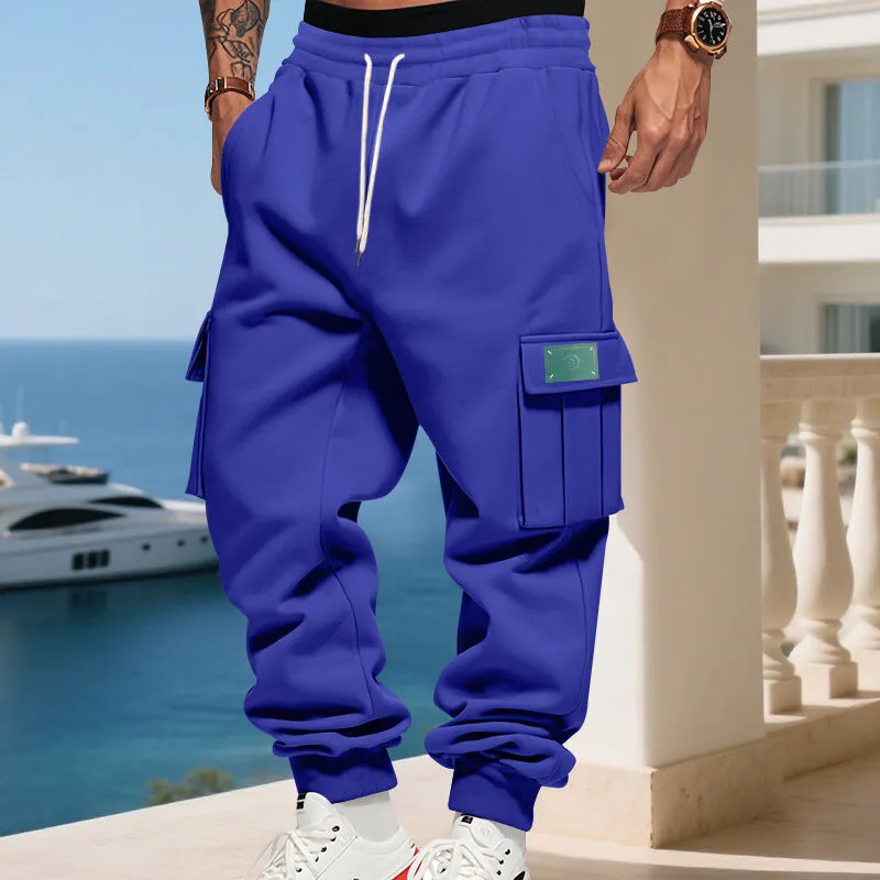 Men's Cargo Jogging Pants Pockets Waistband Cargo Pants