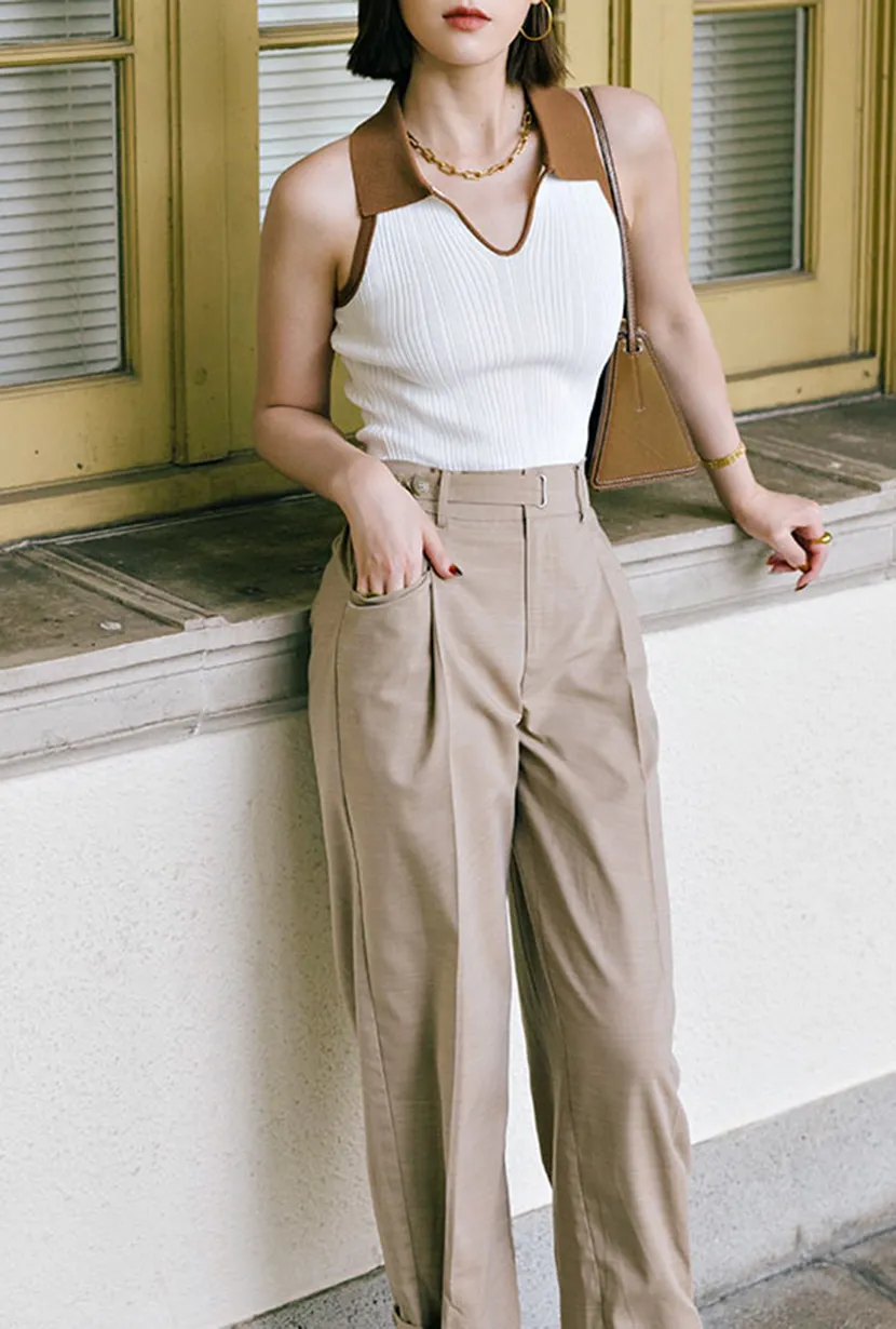Knit Top - Ivory & Camel