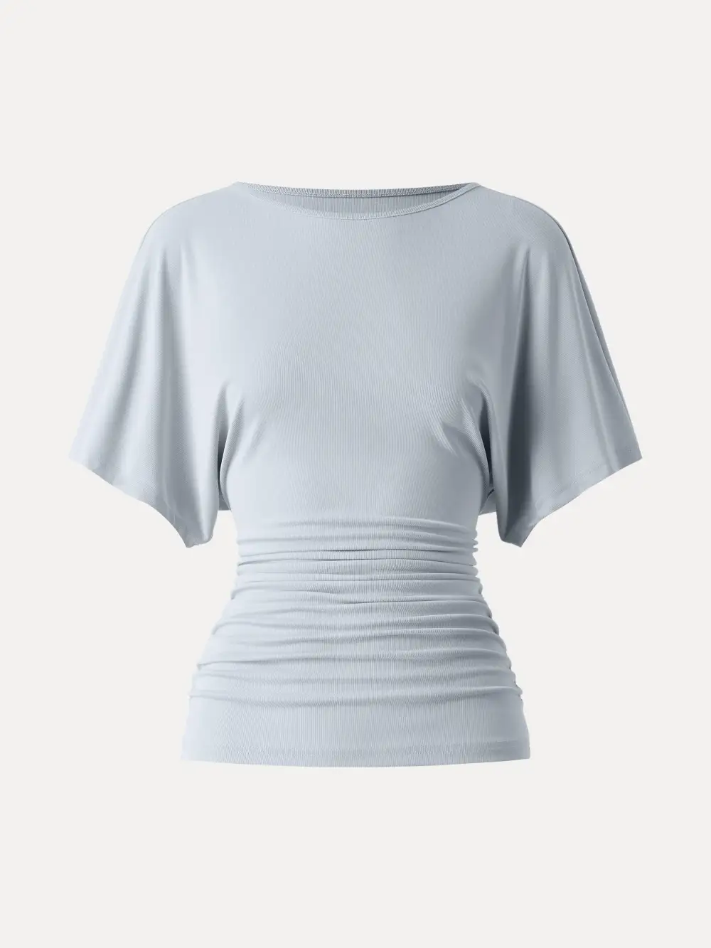 Boatneck Batwing Sleeve Side Ruched Top