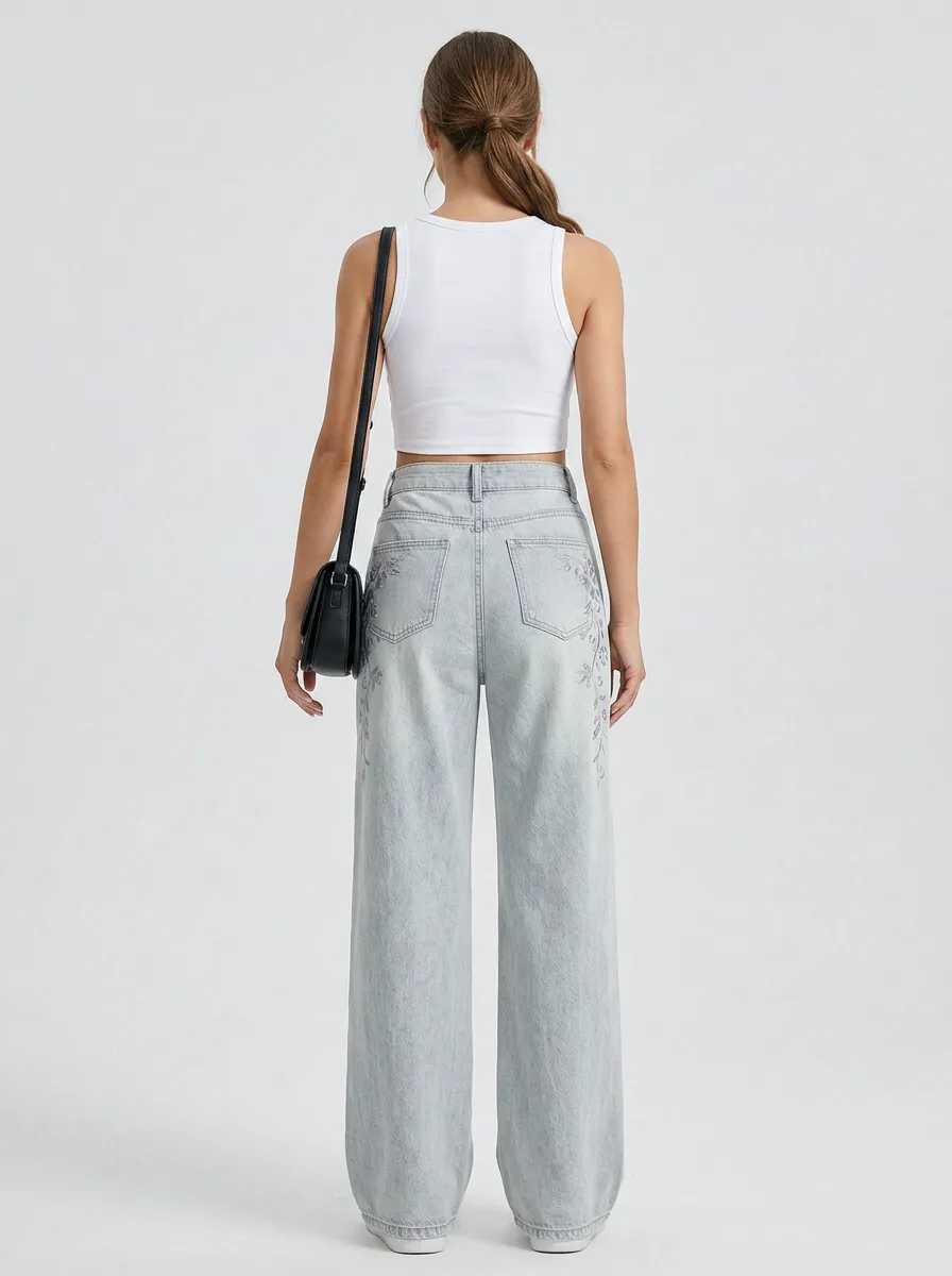 Women's Wide Leg Casual Denim Jeans