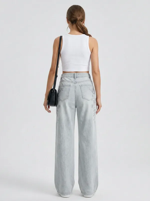 Women's Wide Leg Casual Denim Jeans