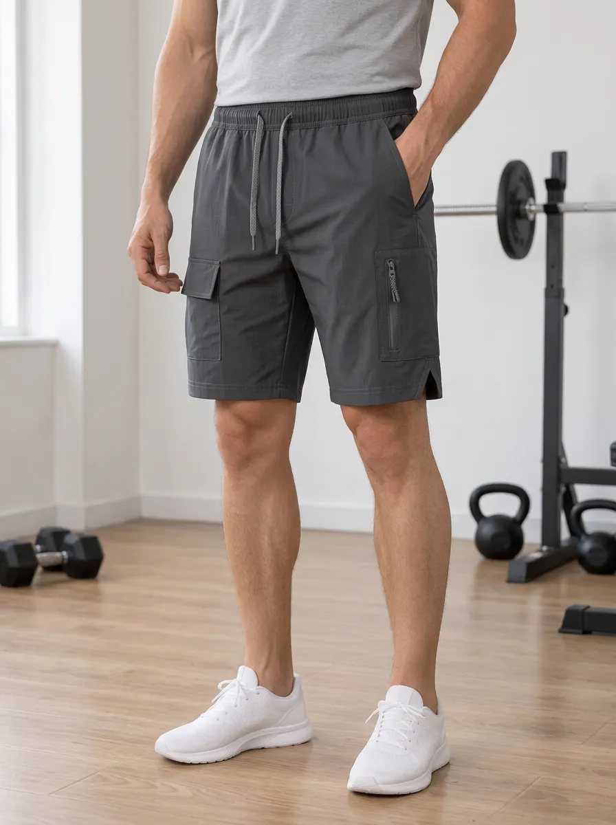 Men's Gym Fitness Workout Cargo Printed Shorts