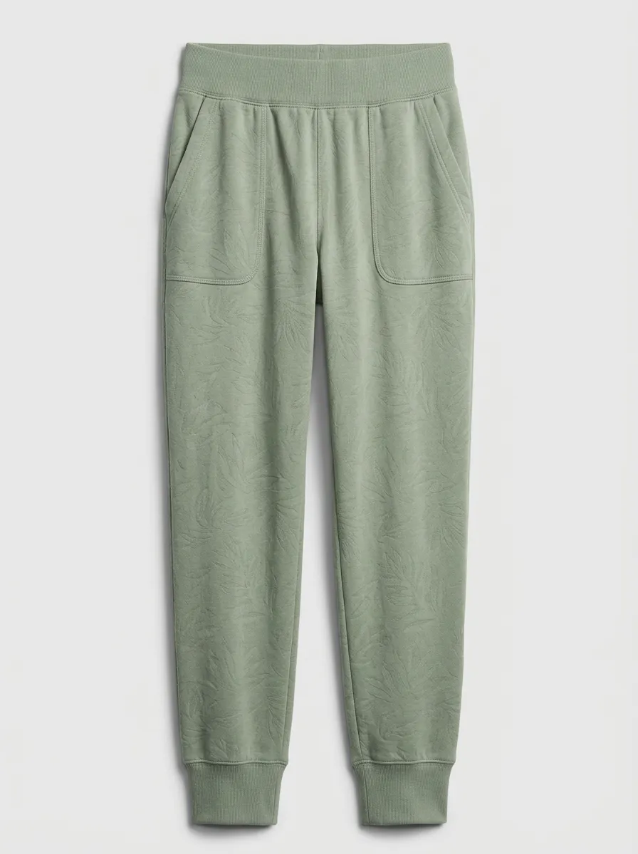 Women's Casual Activewear Sage Green Leaf Printed Joggers