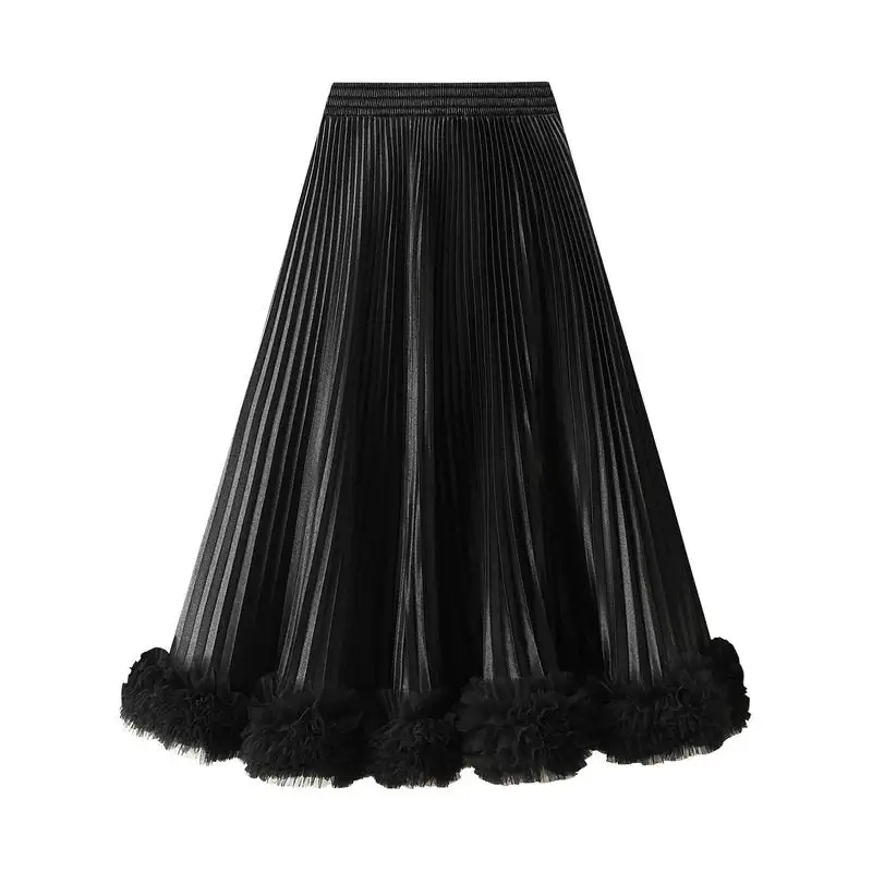 Comfort A-Line Midi Skirt With Ruffled Hem