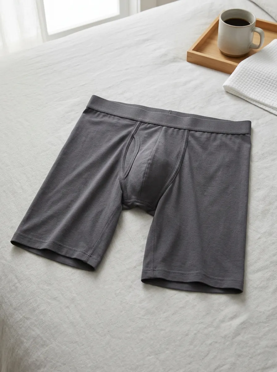 Men's Solid Dark Gray Cotton Boxer Briefs